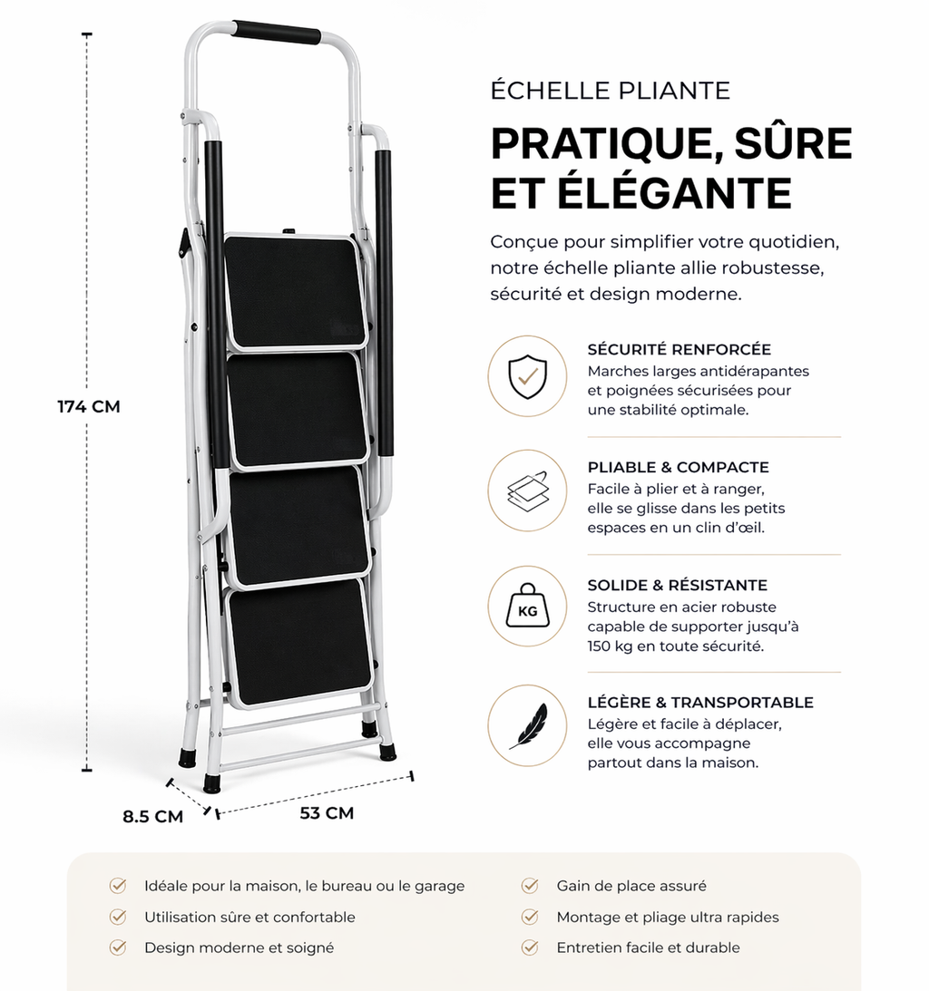 Échelle Pliante 4 Marches MaxiStep Pro 4 | Aluminium Antidérapant Stabilité Renforcée – The MaxReach