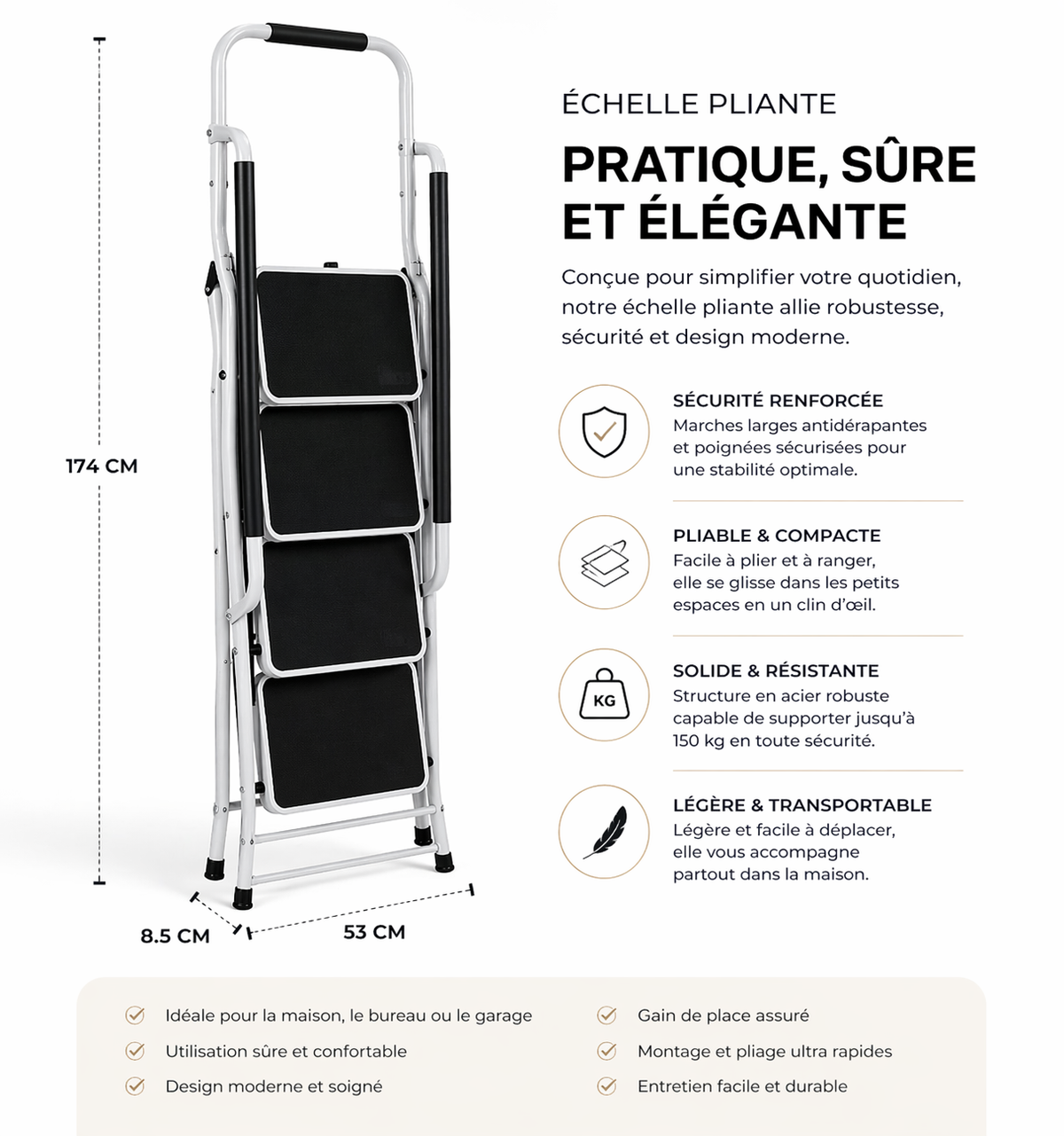 Échelle Pliante 4 Marches MaxiStep Pro 4 | Aluminium Antidérapant Stabilité Renforcée – The MaxReach