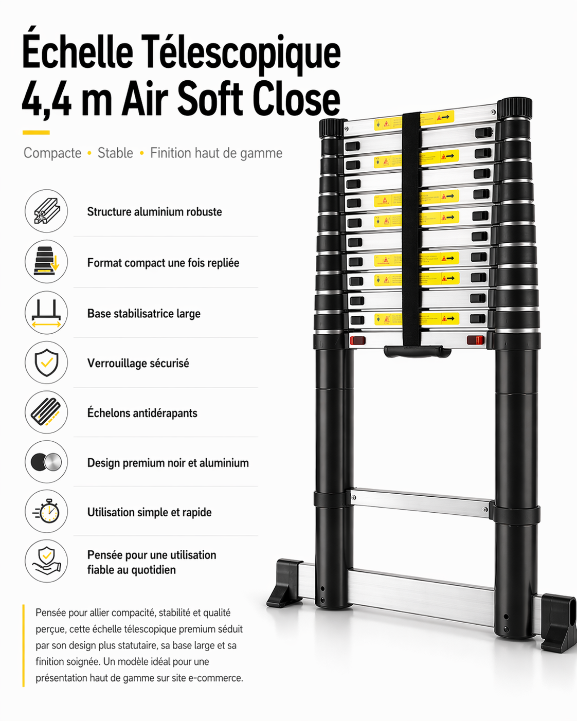 Échelle Télescopique 4,4 m Skyline Titan 440 Air | Soft Close Aluminium EN 131 Pro – The MaxReach