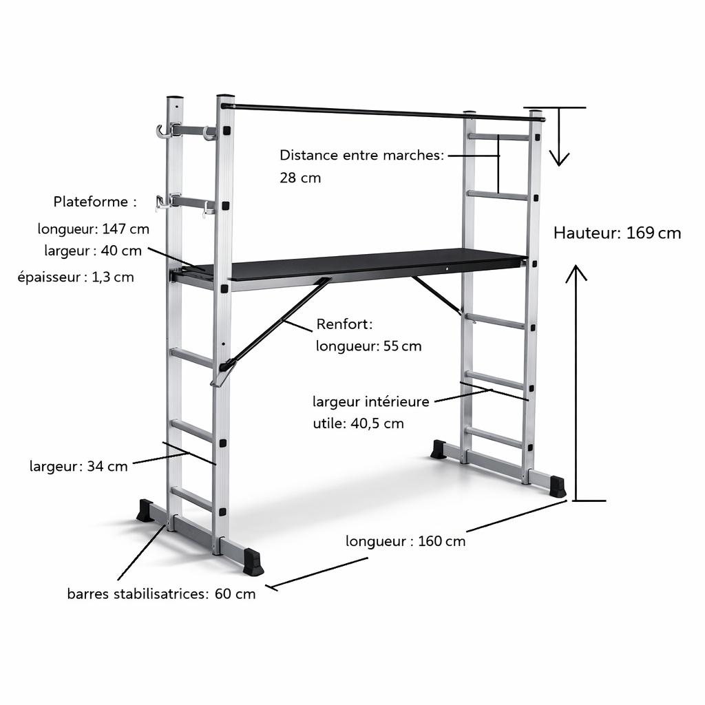 Échafaudage Aluminium Compact Pro SkyDeck | 3 m Roulettes Freinées 200 kg – The MaxReach